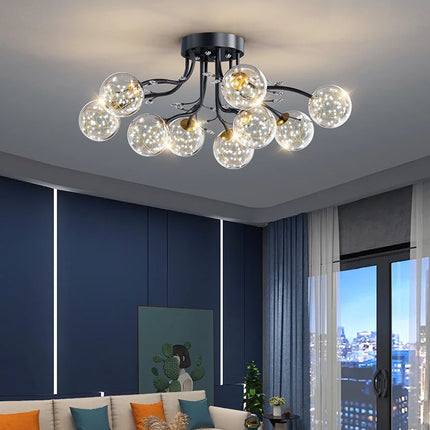 Lustre en verre noir et or avec cristal décoratif étoile — LZ4X9T