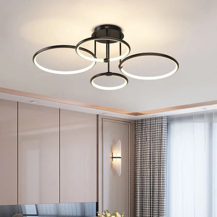 Plafonnier LED élégant noir et doré — LZ4M7X2Q