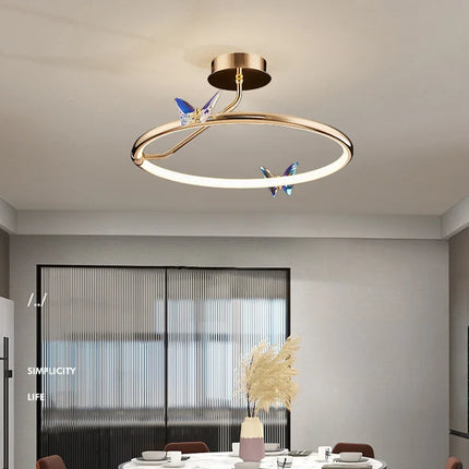 Lustre LED papillon avec anneau doré et cordon réglable — LZ4X9P
