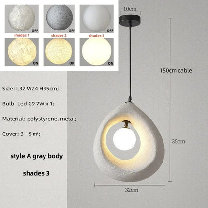Nordique salle à manger suspension Led lumières Wabi Sabi Led suspension lampe chambre minimalisme suspension lampe décor à la maison éclairage intérieur lampe
