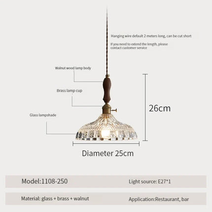 Suspension moderne en bois, verre et laiton — LZ4X9M2