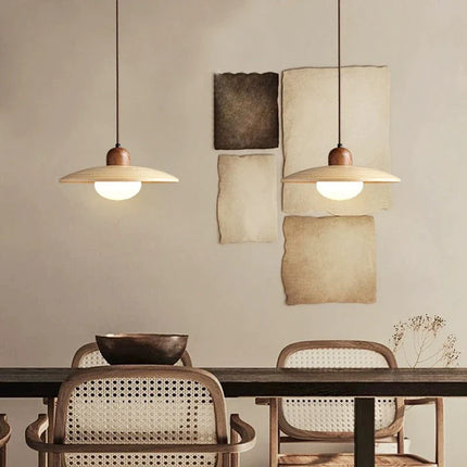 Suspension LED rétro en bois style japonais — LZ7D9Q