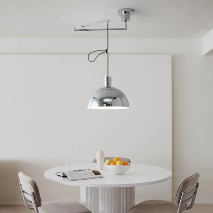 Suspension LED extensible avec abat-jour noir et chrome pour salon et salle à manger — LZ4X9P