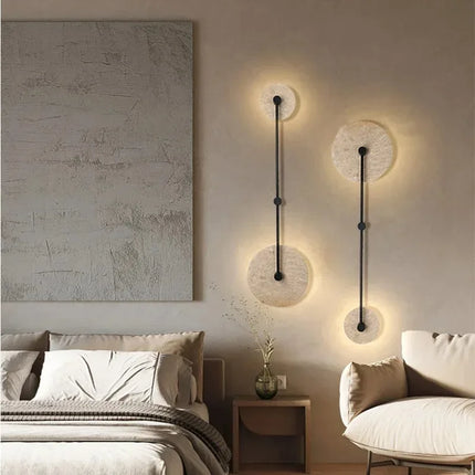 Applique murale japonaise en travertin jaune avec éclairage LED pour décoration hôtel — LZ4X9T1