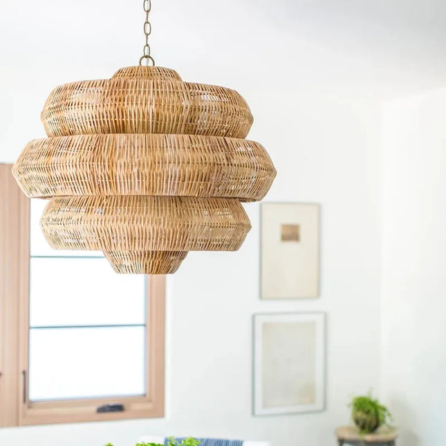 Suspension Bohemian Style Rattan Art en rotin