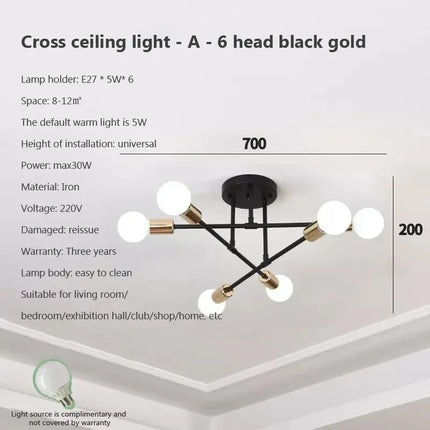 Lustre LED moderne semi-noir blanc et or pour salon et chambre — LZ4M9Q2