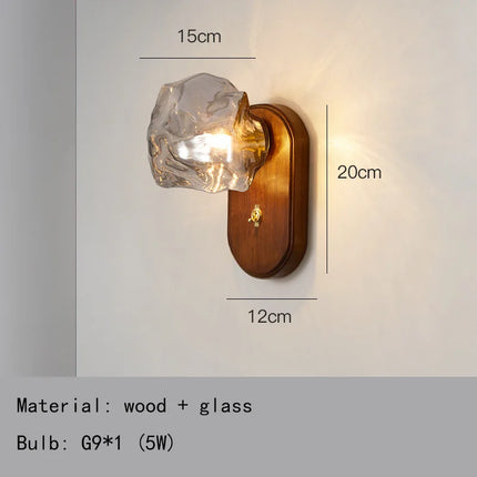 applique murale led style moderne avec interrupteur en bois