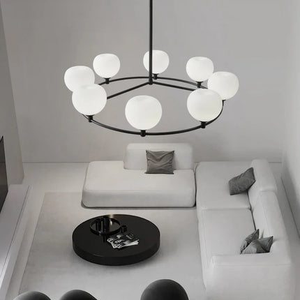 Lustre moderne en cuivre noir avec ampoule en verre blanc — LZ4X9P