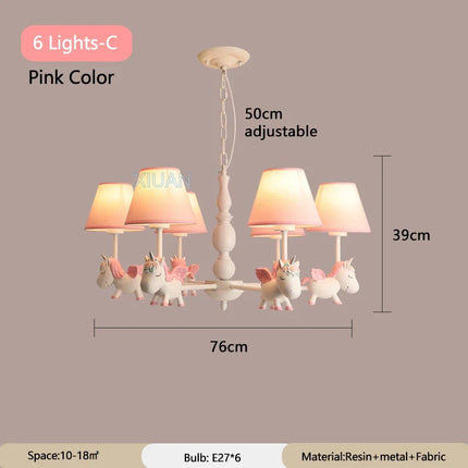 Lustre suspension dessin animé licorne pour chambre d’enfant — LZ4P9XQ