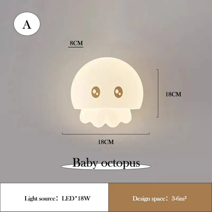 Lampe de chevet poulpe mignon pour chambre enfant, décoration créative — LZ4P9XQ