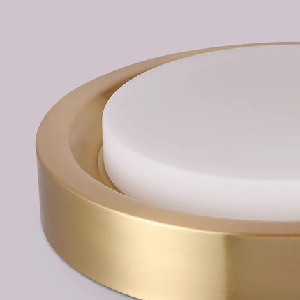 Plafonnier rond en cuivre avec abat-jour en verre moderne — LZ4G7M9