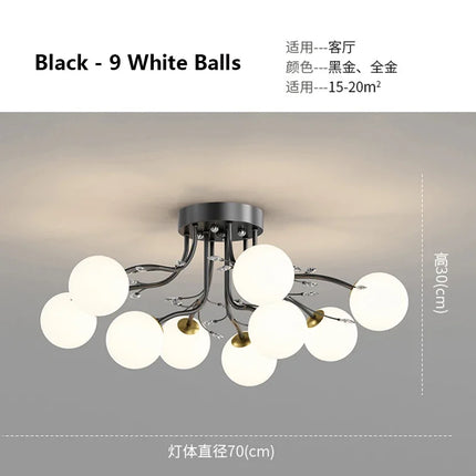 Lustre suspension boule en verre doré style nordique — LZ4X9P2
