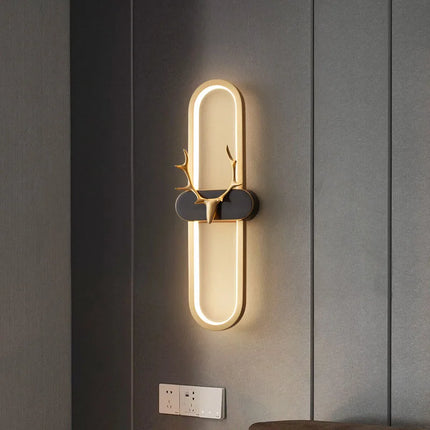 Applique murale nordique tête de cerf en cuivre à intensité variable — LZ4X9Q2