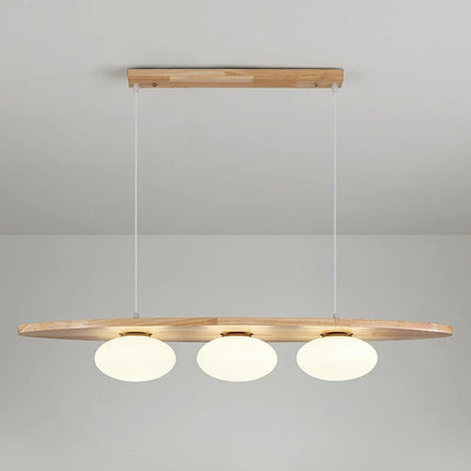 Lustre en bois massif avec suspension en verre artistique — LZ4X9T