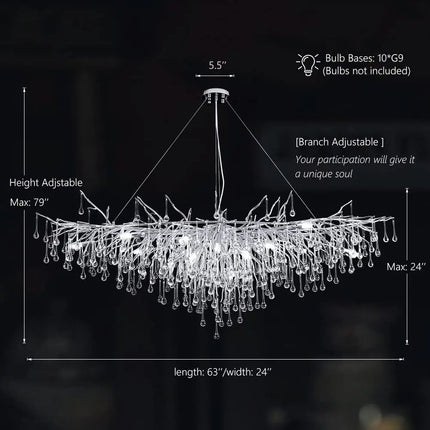Lustre suspension moderne en cristal goutte de pluie décoratif — LZ4P9XJ