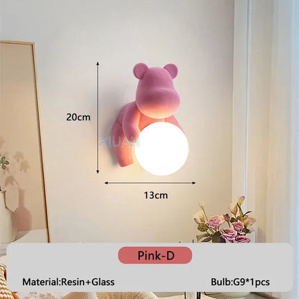 Applique murale enfant en résine et verre motif ours — LZ4J9XQ