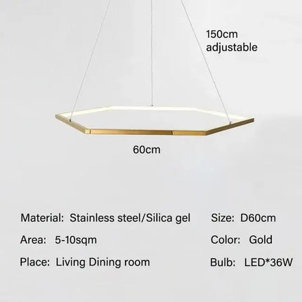 Suspension lustre hexagonal LED moderne et luxueux — LZ4X9P2