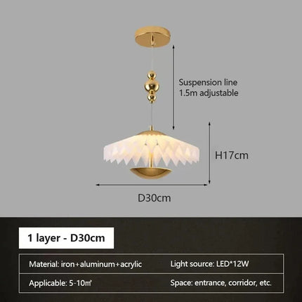 Lustre LED plissé pliant au design minimaliste soucoupe volante — LZ3F9X