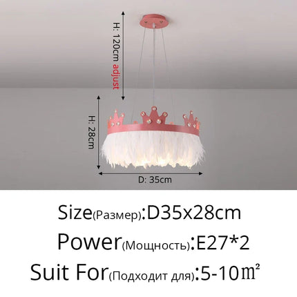 Lustre suspension nordique luxe avec cristaux et plumes — LZ4X9T2