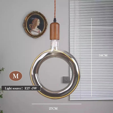 Lustre rétro en verre d'art avec bois massif pour intérieur — LZ4X9P