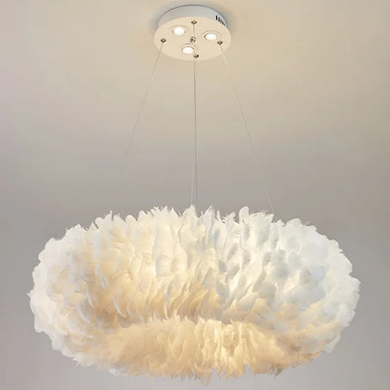 Lustre LED nordique suspendu orné de plumes — LZ4X9T2