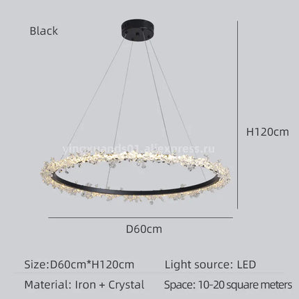 Lustre en cristal de luxe avec anneau doré lumineux et élégant — LZ4X9P