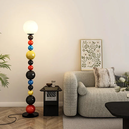 Lampadaire moderne avec perles colorées et abat-jour en verre — LZ4X9T