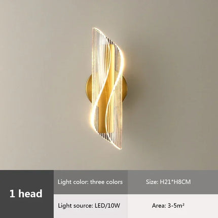 Applique murale LED design moderne en acrylique or et noir pour chambre et couloir — LZ4X9P2