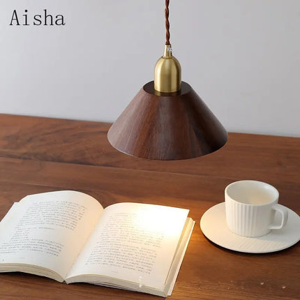 Suspension japonaise rétro en noyer pour décoration intérieure — LZ4P9X