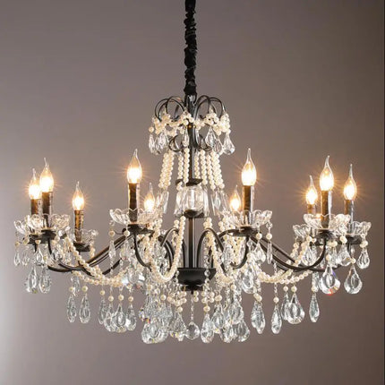 Lustre moderne en cristal orné de perles avec éclairage LED — LZ4X9P2