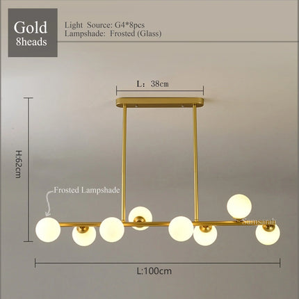 2024Modern LED Chandelier Black and Gold Long Glass Ball Chandeliers for Living Room Dinning Room Lustre,Samsarah Lighting
