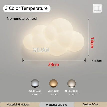 Applique murale en forme de nuage avec télécommande et gradation pour enfants — LZ4X9M