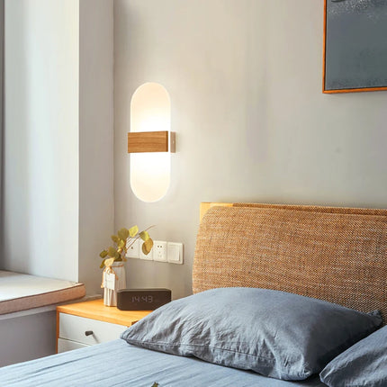 Applique murale LED nordique en bois et acrylique pour intérieur — LZ4XJ9