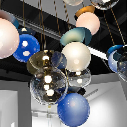 Lustre suspension nordique en verre à bulles design original pour bars — LZ4X9T2