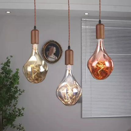 Lustre rétro en verre d'art avec bois massif pour intérieur — LZ4X9P