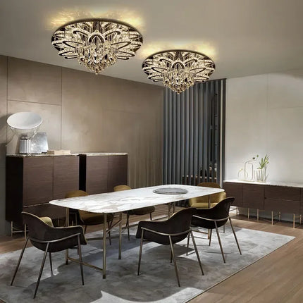Plafonnier LED moderne en cristal et acier inoxydable pour intérieur — LZ4X9T2