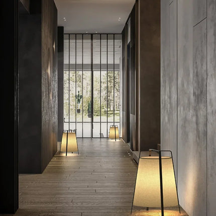 Lampadaire japonais rétro en tissu pour intérieur — LZ4X9M2