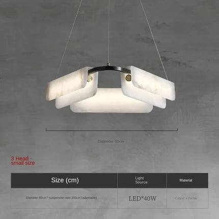 Lustre moderne en marbre naturel et cuivre lumineux — LZ4X9P2
