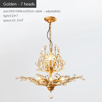 Suspension bougie LED style nordique en cristal pour salon et hôtel — LZ4T9X