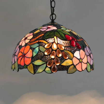 Lustre suspension en verre coloré style Tiffany européen rétro — LZ4G7X2
