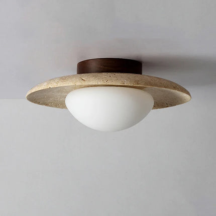 Plafonnier disque en travertin style wabi sabi pour intérieur et extérieur — LZ4X9M