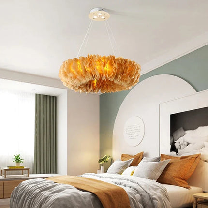 Lustre LED nordique moderne à plumes pour décoration intérieure — LZ4G7Q2