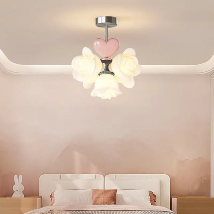 Lustre LED à fleurs roses pour chambre enfant ambiance romantique — LZ4X9P2