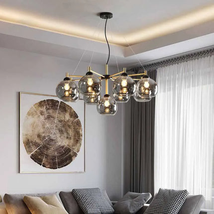Lustre suspension nordique en cuivre et verre design avec haricots magiques — LZ4X9P