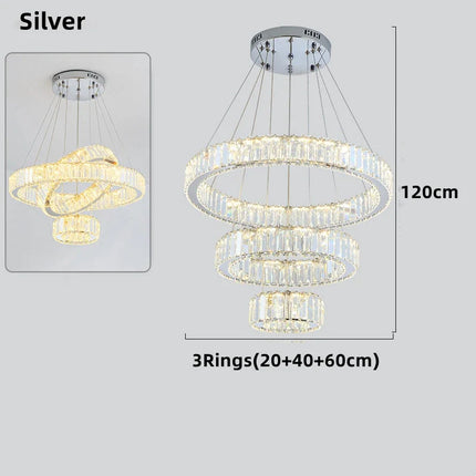Lustre moderne en cristal avec anneaux réglables pour intérieur — LZ4X9P2