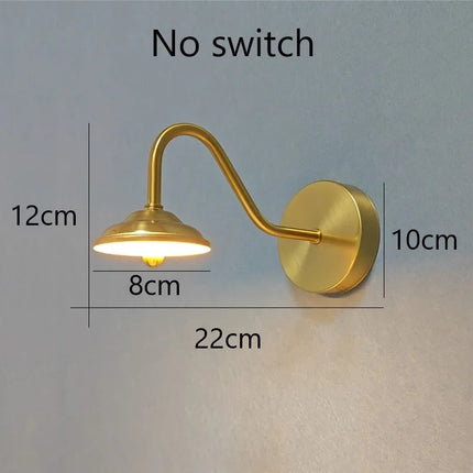 applique murale moderne incurvée dorée avec interrupteur led décoration nordique