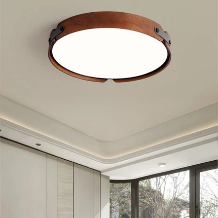 Plafonnier créatif en bois et cuir synthétique avec 3 cercles interchangeables — LZ4X9T