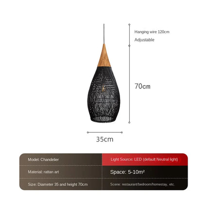 Suspension en rotin tressé style japonais pour restaurant silencieux — LZ4X9P2Q