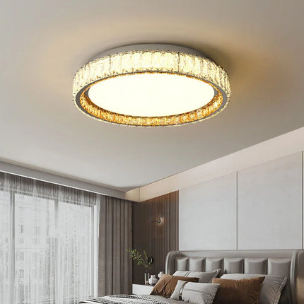 Plafonnier LED anneau doré avec cristaux et intensité réglable — LZ4X9T