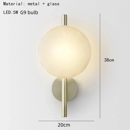 Applique murale nordique en verre transparent avec lampe métal — LZ4N7Q2